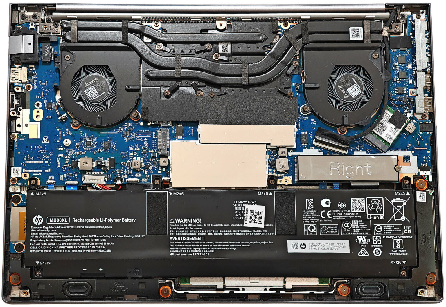 Internal Photo of HP ProBook 460 465 G11, EliteBook 660 665 G11, ZBook Power 16 G11, ProBook 4 G1i 16 inch backlit US keyboard AI (HP ZBook Power 16 G11)